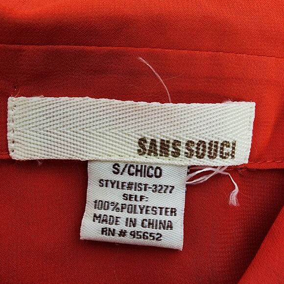 Sans Souci Womens Tank Top Blouse Size Small Sheer Button Up Sleeveless Hi Low - Picture 7 of 8